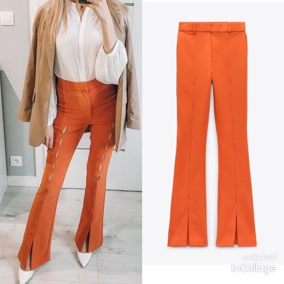 ZARA FLARED PANTS WITH SLITS size S - Picture 1 of 12